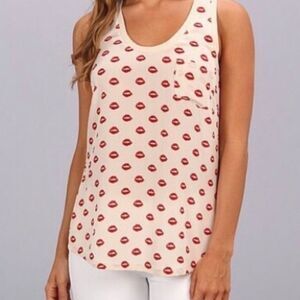 Joie Red Lipstick Kiss Silk Racerback Tank Sz xs 